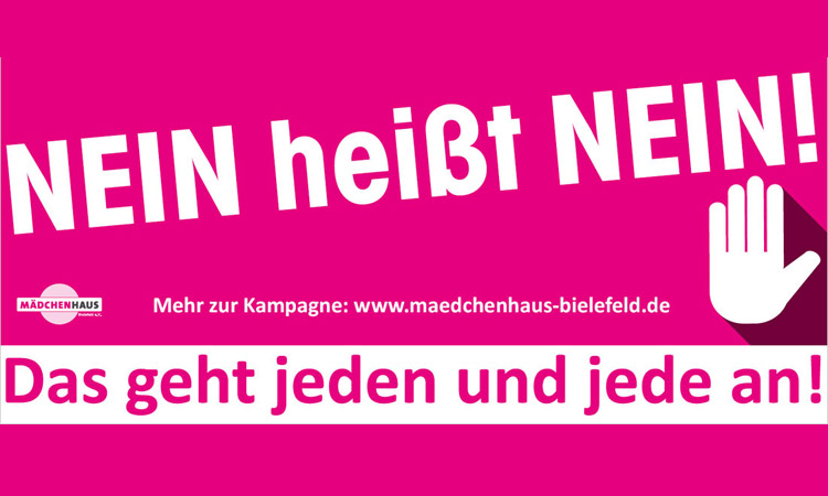 Grafik mit dem Text: Nein heißt nein! Das geht jeden und jede an!